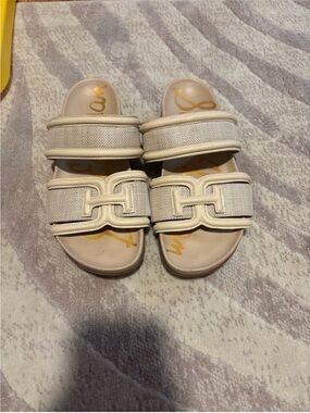 Sam Edelman Cream Double Strap Slide Sandals